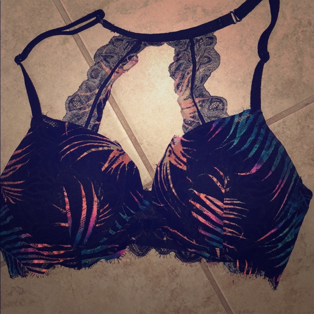 BLACK LACE PINK BRA
